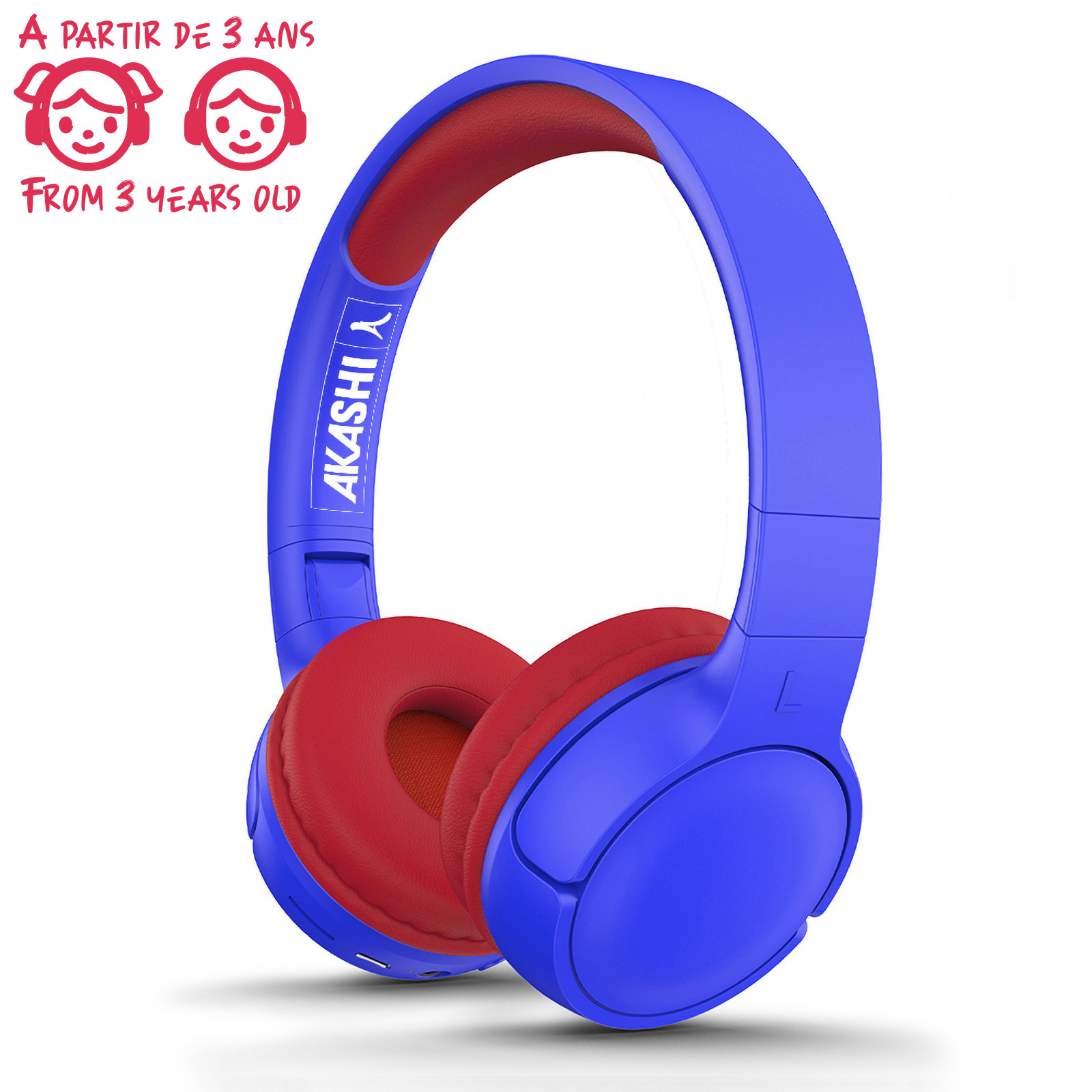 Casque sans fil personnalisable Enfant SETSUKO Bleu et Rouge